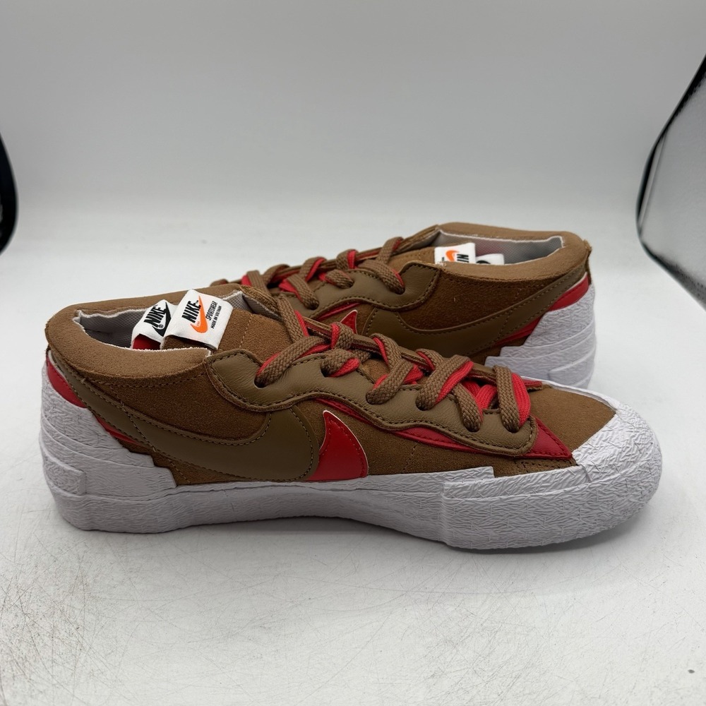 Nike Sacai Blazer Low Shoes Mens 9 Womens 10.5 British Tan Sneakers DD1877-200 - Picture 7 of 11